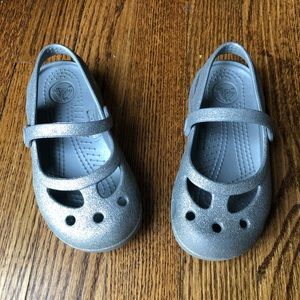 Toddler girls silver glitter CROCS size 9